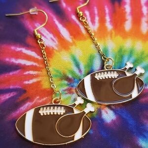 HANDMADE Turkey Football Dangle Earrings